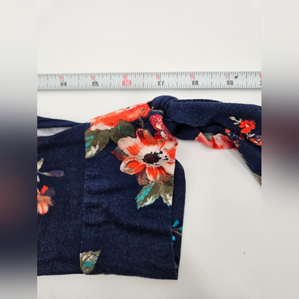 Beacon Women's Floral V-Neck Faux Wrap Blouse - Navy and Red  Size L - Picture 12 of 12